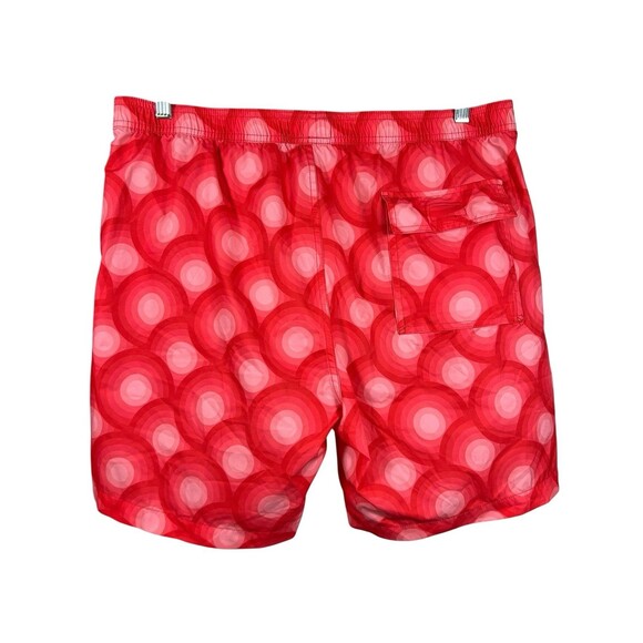 Psycho Bunny Mens XL Swim Trunks Red Geometric Print Lined Board Shorts Beach - Picture 8 of 13